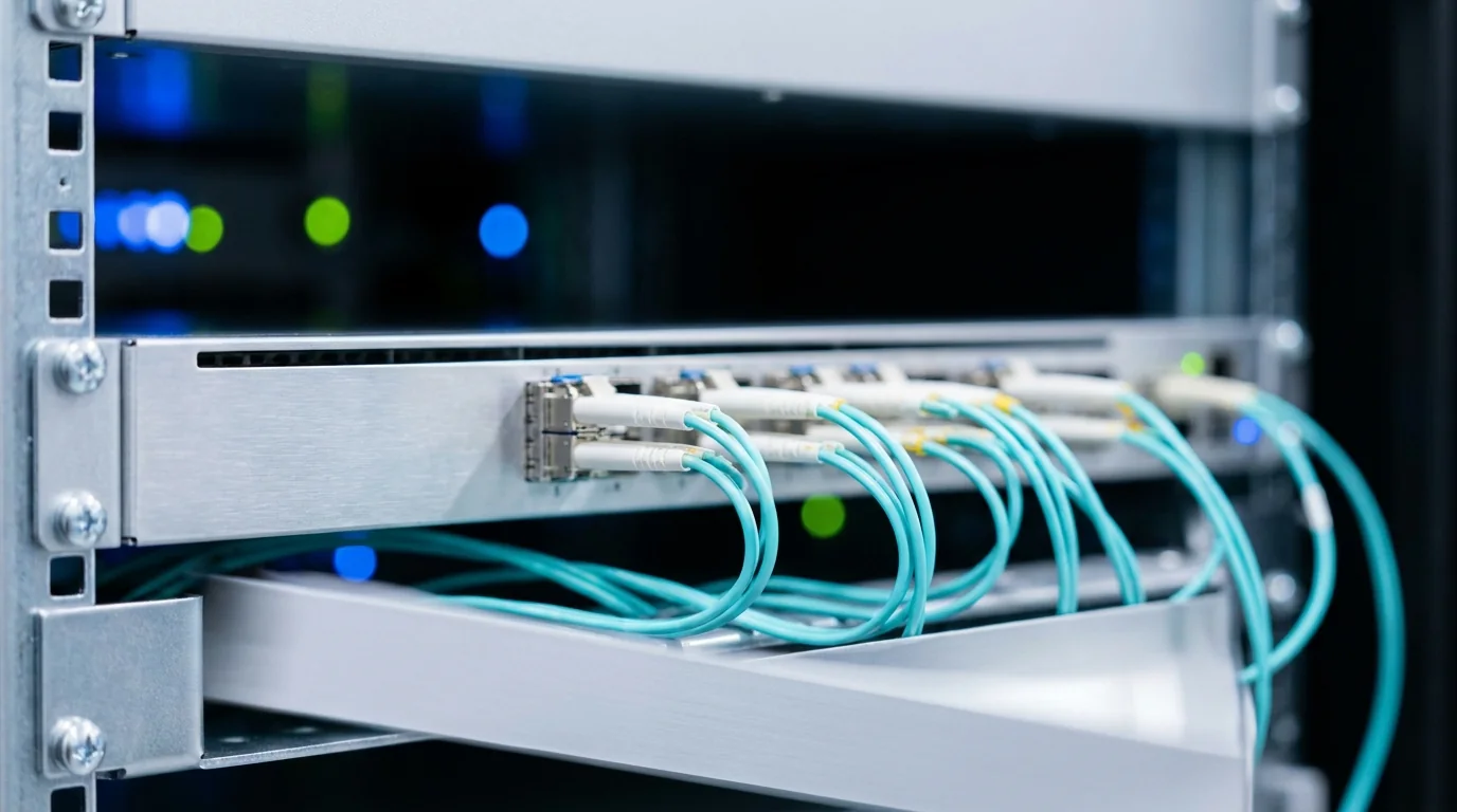 Glasfaser-Verbindungen in einem Netzwerkverteiler